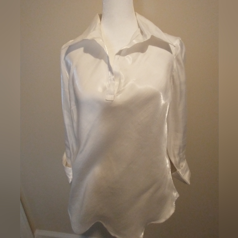 Y2K  Giorgio Fiorlini Shimmery Satin Ivory Blouse